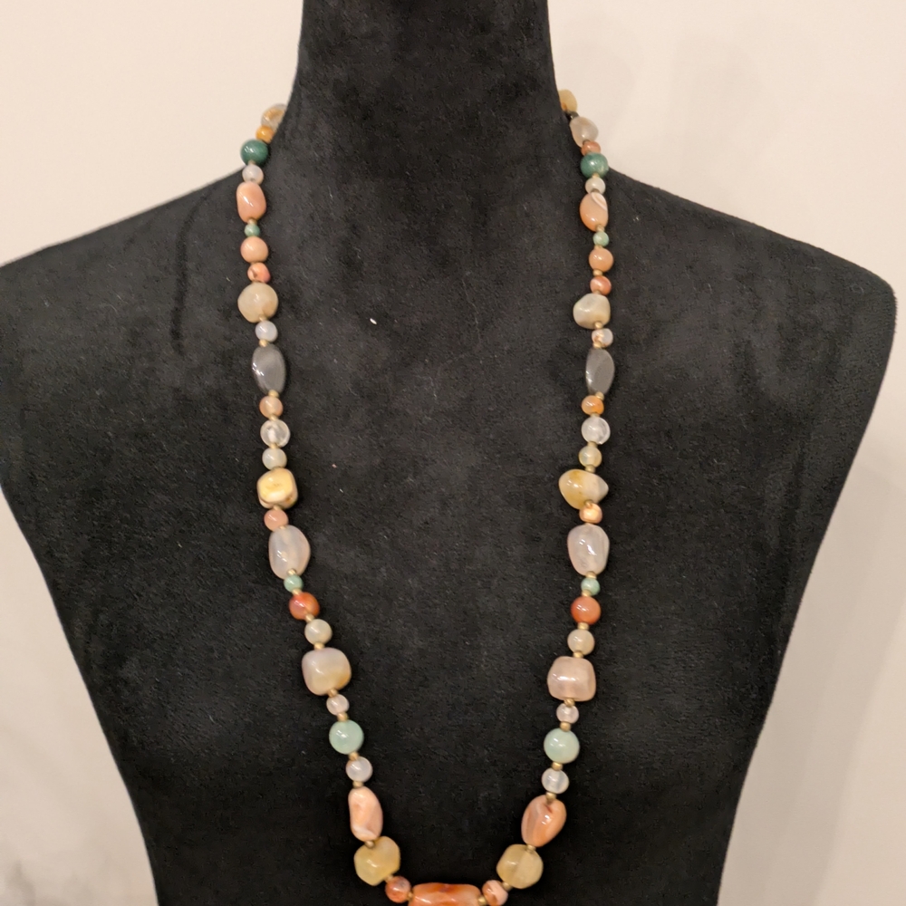 Multicolor Stone Necklace Various Types Of Stone Vintage Italy Agate Vintag1960s